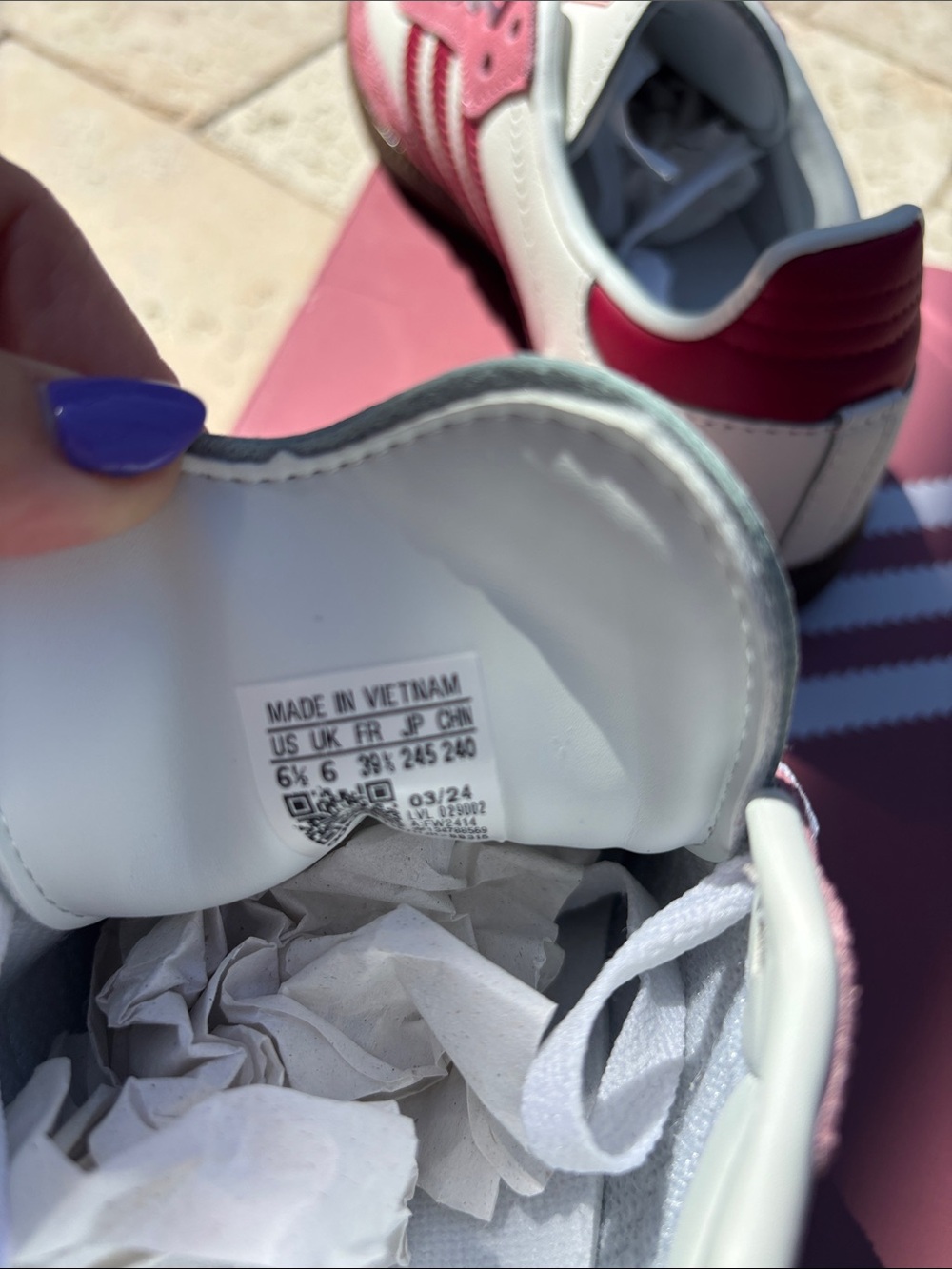 Adidas Samba White and Pink Heart-Print Sneakers COMME des GARÇONS collab 6.5 - Picture 10 of 12
